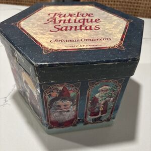 VINTAGE C & F ENTERPRISES 12 ANTIQUE SANTAS CHRISTMAS ORNAMENTS 1995